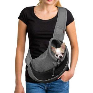 Pet Dog Sling Carrier Large Pocket Adjust Strap Anti-Falling Design Breathable